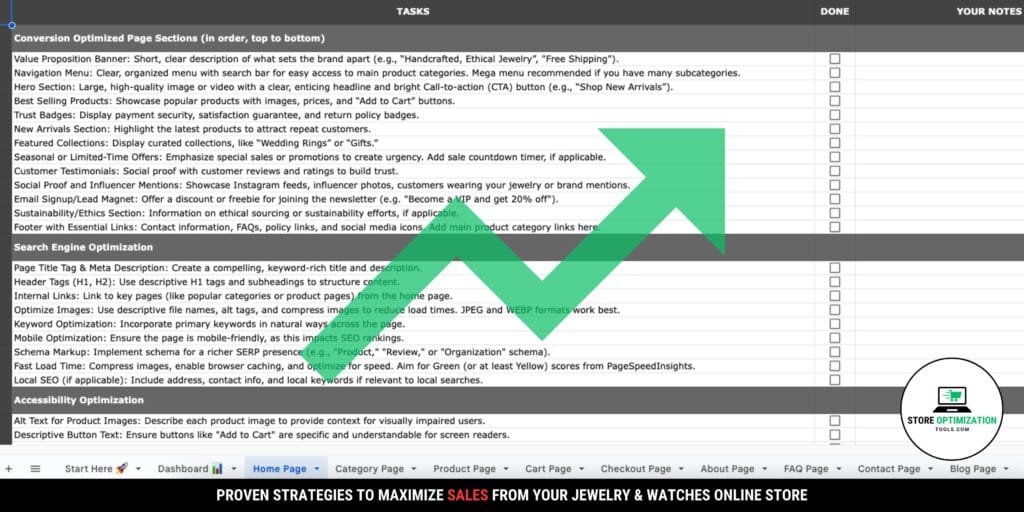 Home page optimization checklist preview